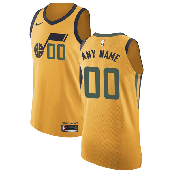 Men's Utah Jazz Active Player Yellow Custom Stitched NBA Jersey